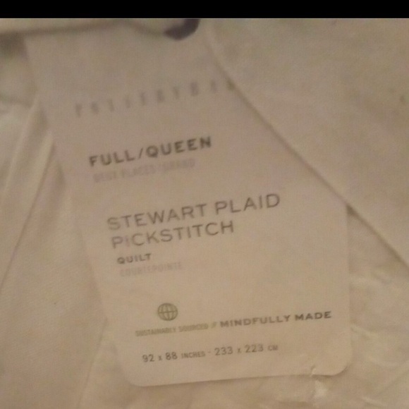 POTTERY BARN PICK STITCH STEWART PLAID LIENEN QUILT FULL/QUEEN QUILT ONLY NWT - Picture 2 of 6